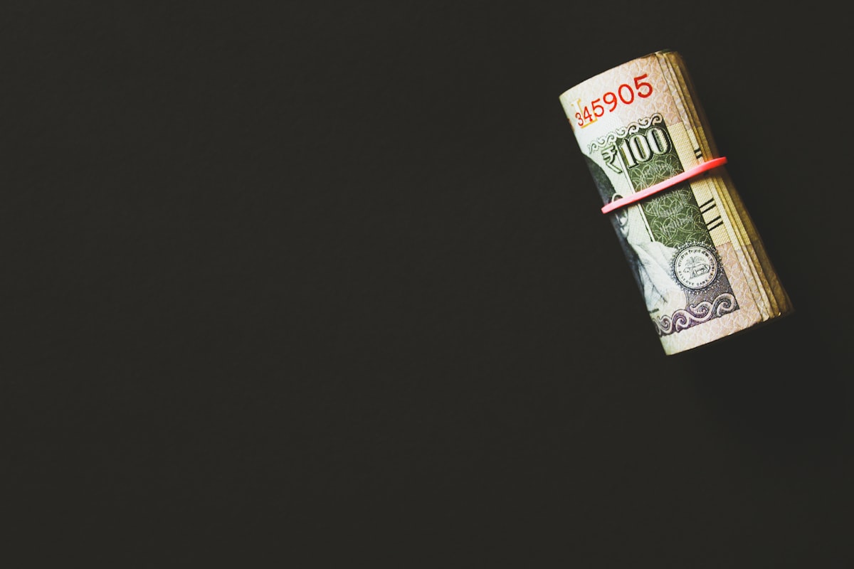 A banded bundle of banknotes